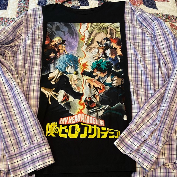 My Hero Academia Upcycled Tshirt and Buttondown - Picture 1 of 3